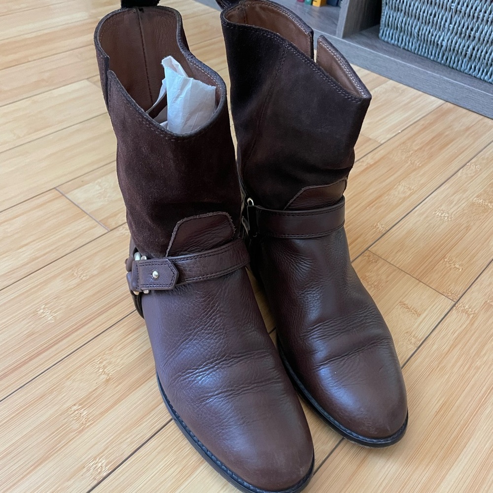 Massimo dutti genuine leather and suede Brown Leather Boots